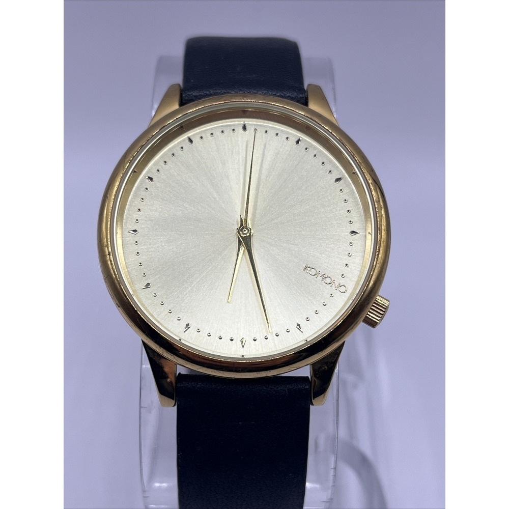 Komono The Estelle Women's Quartz Watch Gold 36mm Dial Black Band- New Battery